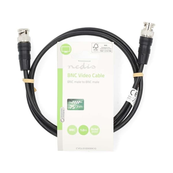 BNC Video Cable | BNC Han | BNC Han | Nikkel belagt | 75 Ohm | 1.00 m | Rund | PVC | Sort | Label