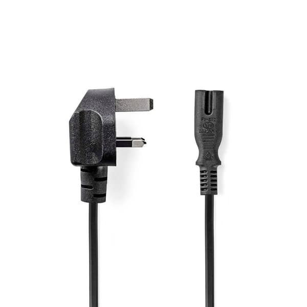 UK Virtakaapeli | UK Uros | IEC-320-C7 | 2.00 m | Kyllä | 2 x 0.75 mm² | Kupari | Pyöreä | Niklattu | UK | PVC | Virtapistoke: UK / Tyyppi G | 250 V A