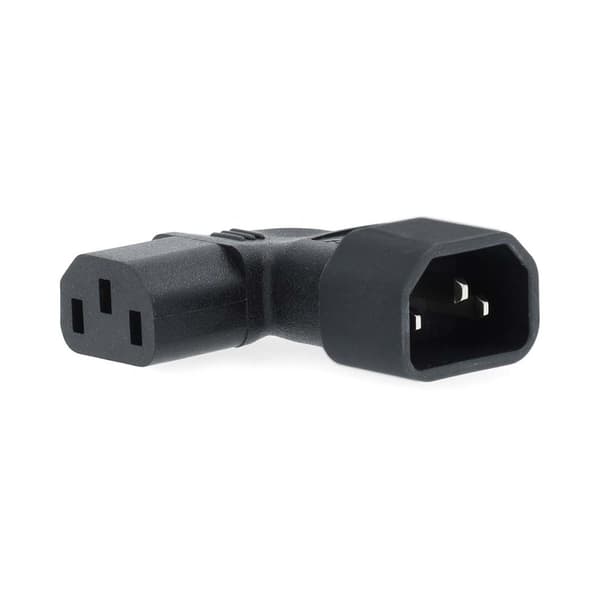 Extension Plug | IEC-320-C13 | IEC-320-C14 | Vinklet Venstre | Nikkel belagt | PVC | Sort | Boks | 1 stk.