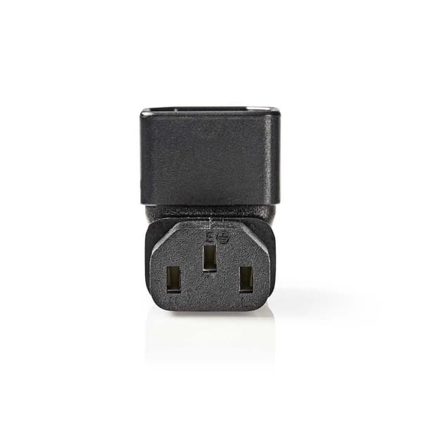 Laajennus Plug | IEC-320-C13 | IEC-320-C14 | Kulma, 90 ° | Niklattu | PVC | Musta | Laatikko | 1 kpl