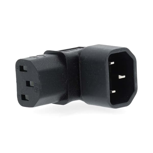 Laajennus Plug | IEC-320-C13 | IEC-320-C14 | Kulma, 90 ° | Niklattu | PVC | Musta | Laatikko | 1 kpl