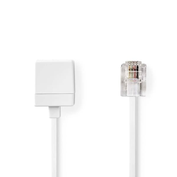 Telecom förlängningskabel | RJ11 Hane | RJ11 Hona | 10.0 m | Kabelns utformning: Platt | Plätering: Guldplaterad | Kabeltyp: RJ11 | Vit | Label