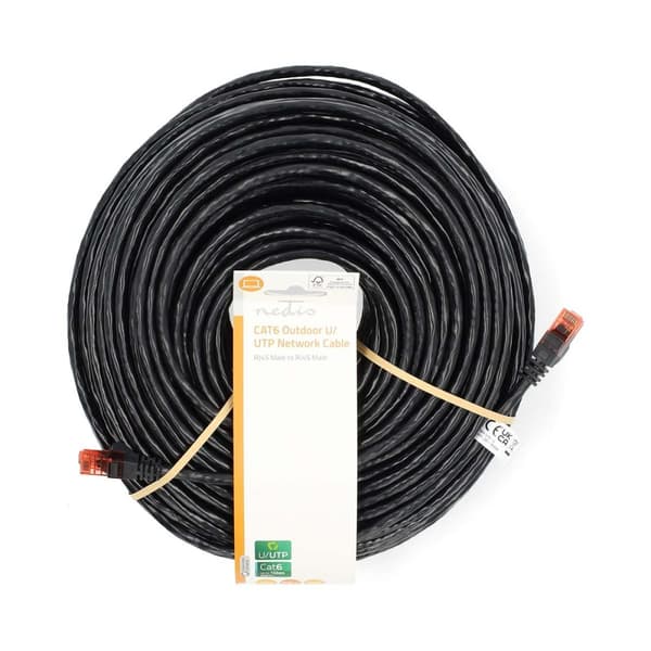 CAT6 Nettverkskabel | RJ45 Han | RJ45 Han | U/UTP | 75.0 m | Utendørs | Rund | PE | Sort | Label