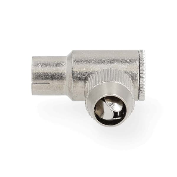 IEC (Coax) Stik | Vinkel 90° | Hun | Nikkelplateret | 75 Ohm | Skru | Kabeldiameter: 7.0 mm | Metal | Sølv | 2 stk. | Gift Box with Euro Lock