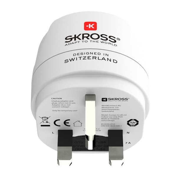Reiseadapter Europa til Storbritannia etc. Jordet
