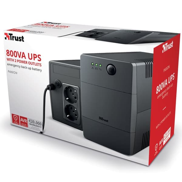 Paxxon 800VA UPS 2 stikkontakter Schuko