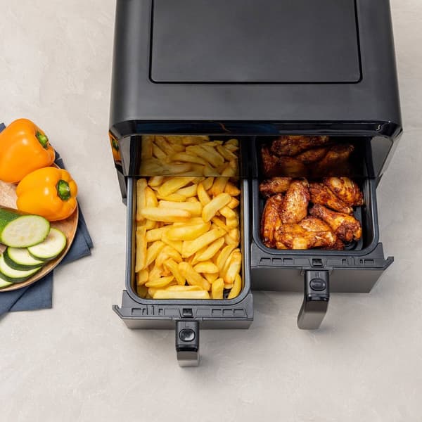 Luftfrityrkoker med doble kurver 2X4L 2400W - 182068