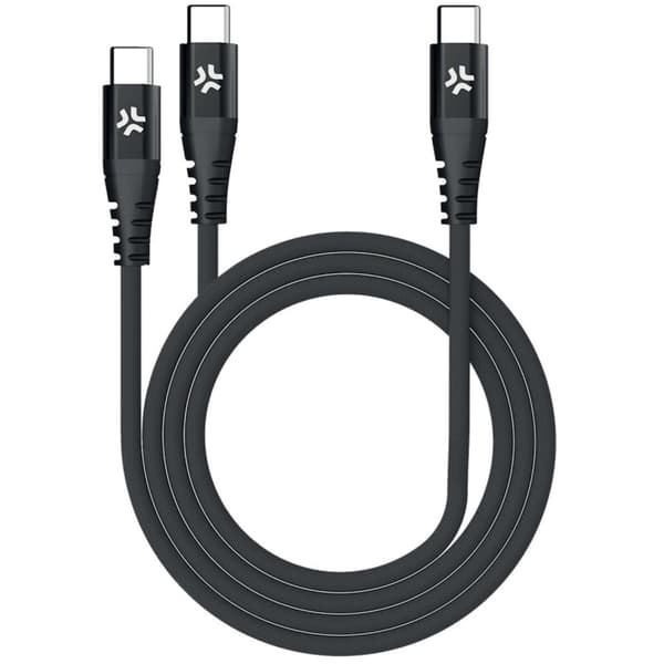 USB-C - 2x USB-C kabel 100W PD 1,3m Sort