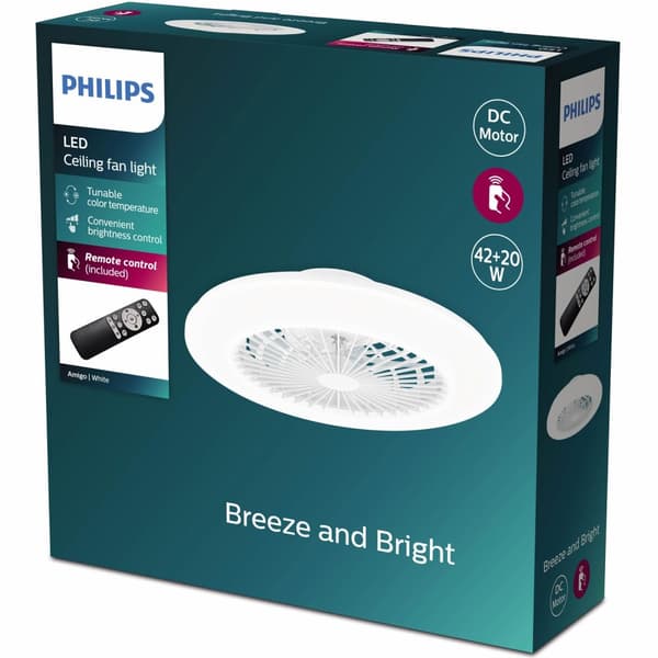 Amigo Takfläkt med LED-belysning Varm-/kallvitt 4000 lm