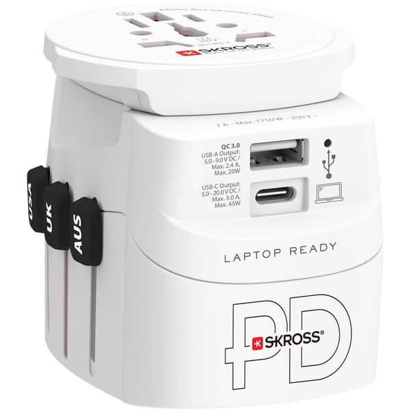 Maailman matkasovitin PRO Light USB AC45PD World PD 45W Maadoitettu