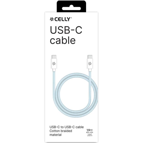 USB-C - USB-C kabel 60W 1,5 m Lyseblå