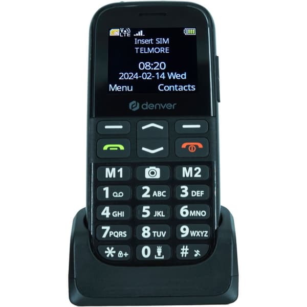 4G Knapp telefon med SOS/alarmknapp og store klare knapper