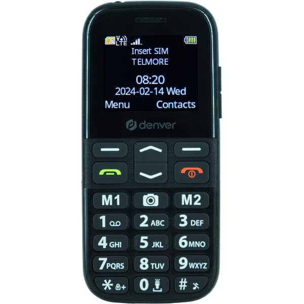 4G Knapp telefon med SOS/alarmknapp og store klare knapper Sort