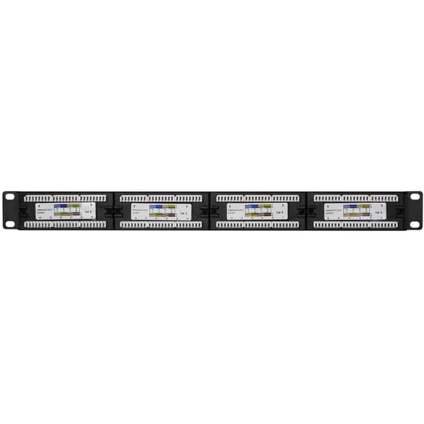 Patchpanel 24-porter Cat6 for 19" rack U1 Black
