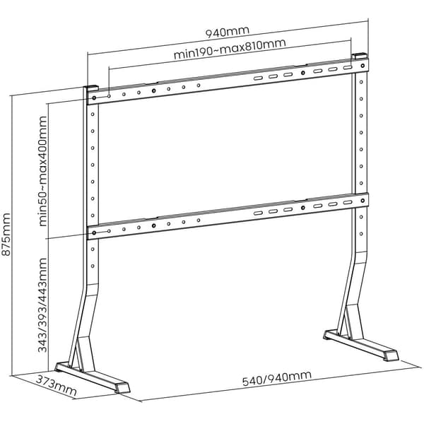 Bordstativ til TV 45"-90" max 60kg Sort