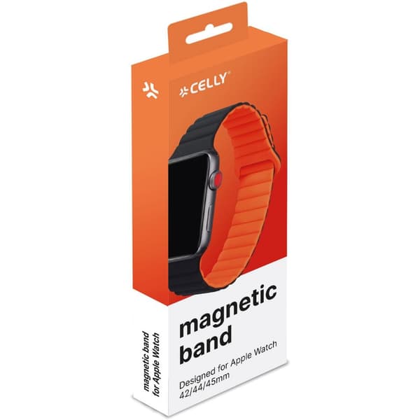 Armbånd til Apple Watch 42/44/45 mm Magnetisk Sort/Orange