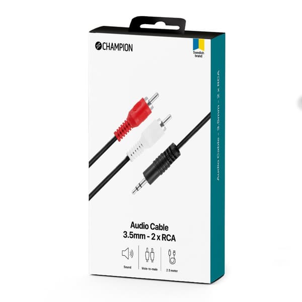 3,5 mm - 2 RCA hann-hann 2,5 m