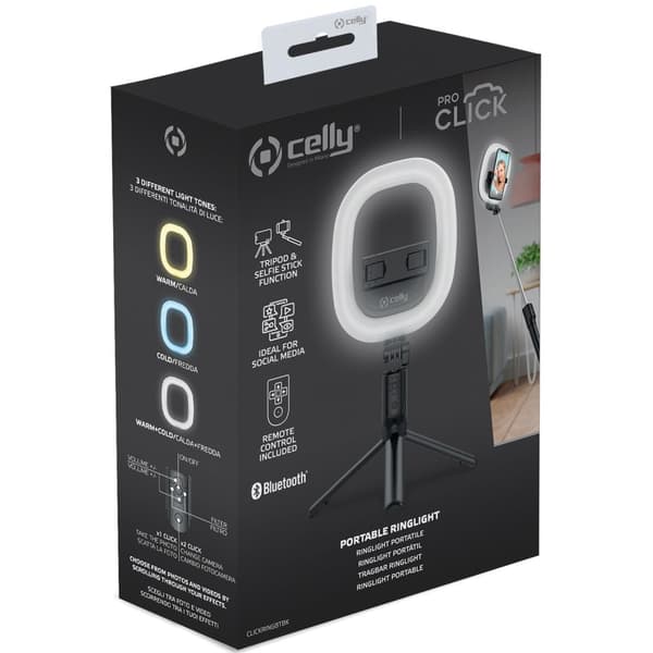 CLICKRINGBT Ringlys med stativ/selfiestang