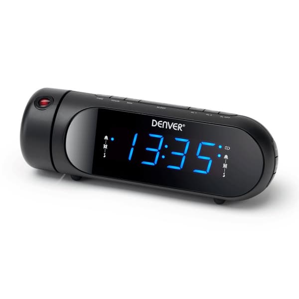 Clockradio med projektion Dobbelt alarm Sort