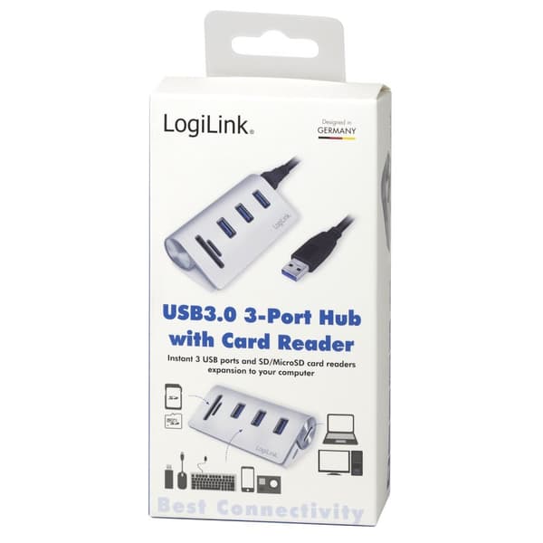 USB3.0 3-ports hub + hukommelseskortlæser
