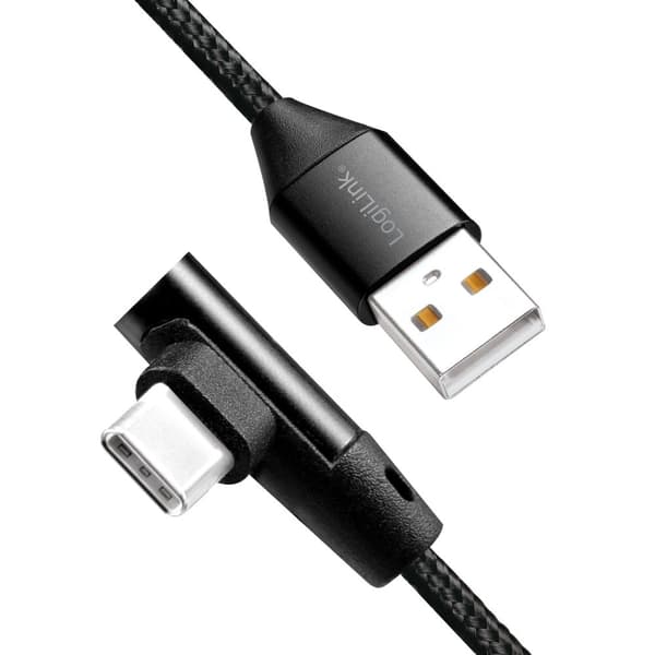 Vinklet USB-C kabel USB 2.0 Max 3A 1m