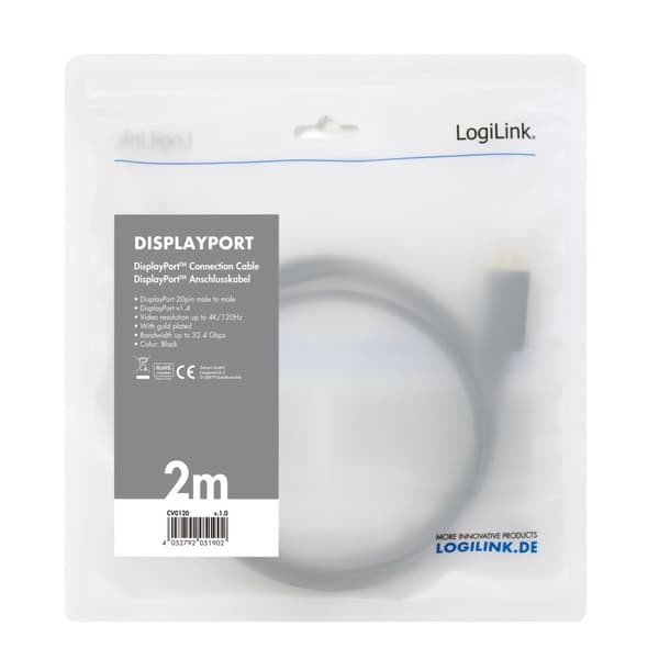 DisplayPort-kabel 1,4 8K/4K 2m