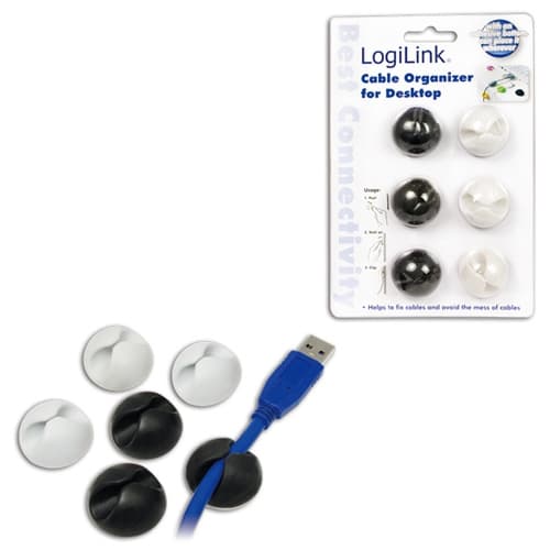 Selvklebende kabelholder 6-pak