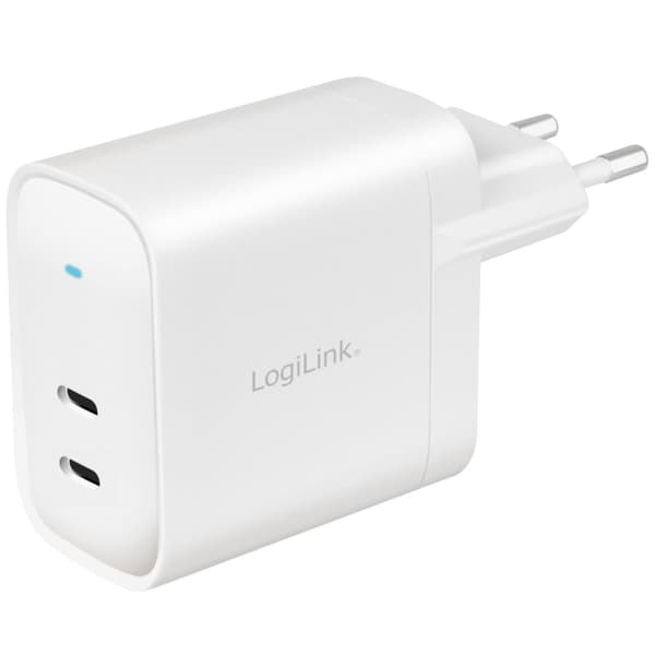 USB oplader 2 x USB-C PD 40W GaN Hvid
