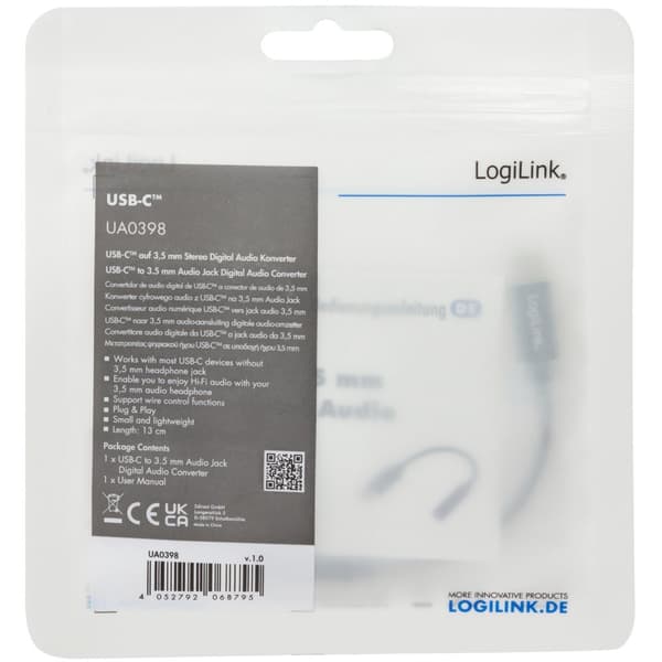 USB-C 3,5mm-ljudadapter m DAC 13cm nylonkabel