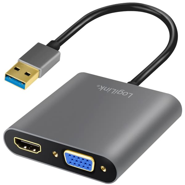 USB-A 3.0 -> HDMI-Female + VGA-Female Adapter