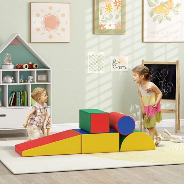 Myke byggeklosser Sett med 5 skumbyggeklosser Gigantiske byggeklosser Byggeleker Skumklosser for 1-3 år gamle barn Kunstskinn EPE