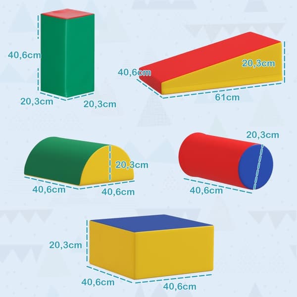 Myke byggeklosser Sett med 5 skumbyggeklosser Gigantiske byggeklosser Byggeleker Skumklosser for 1-3 år gamle barn Kunstskinn EPE