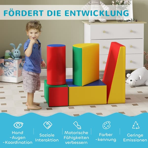Myke byggeklosser Sett med 5 skumbyggeklosser Gigantiske byggeklosser Byggeleker Skumklosser for 1-3 år gamle barn Kunstskinn EPE