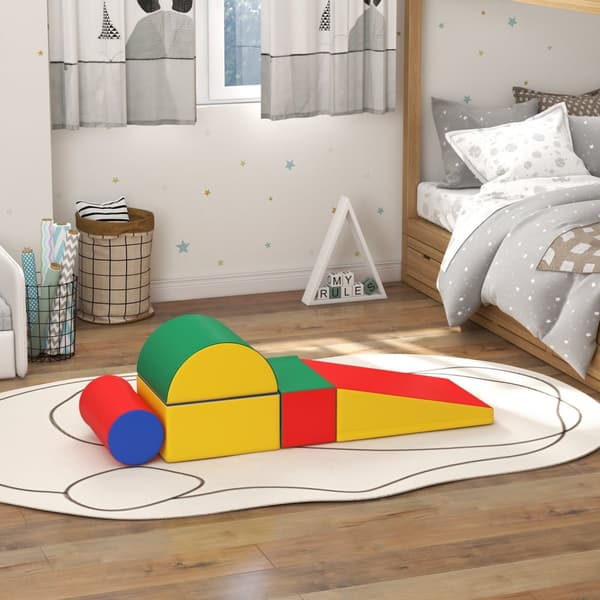 Myke byggeklosser Sett med 5 skumbyggeklosser Gigantiske byggeklosser Byggeleker Skumklosser for 1-3 år gamle barn Kunstskinn EPE