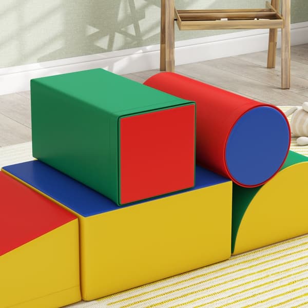 Myke byggeklosser Sett med 5 skumbyggeklosser Gigantiske byggeklosser Byggeleker Skumklosser for 1-3 år gamle barn Kunstskinn EPE