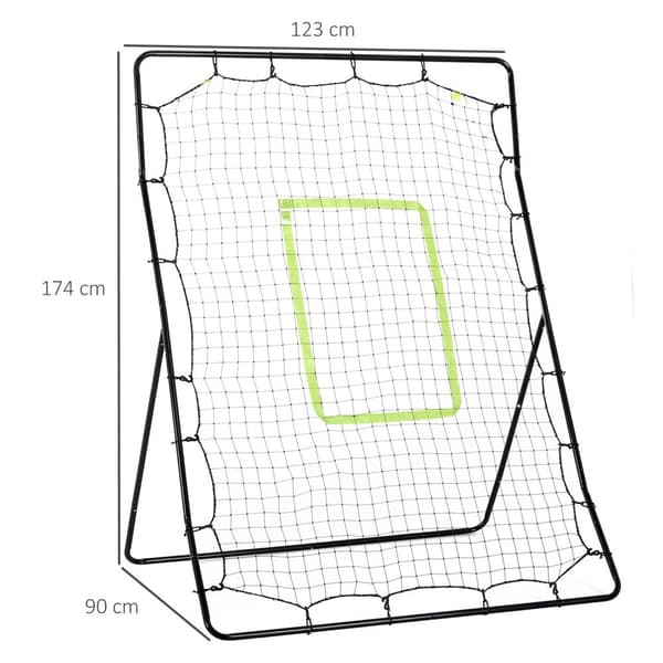 Baseball Rebounder PitchBack, Portable Rebound Wall Net med Hitting Zone til baseball, fodbold, metal, sort, 123 x 174 cm
