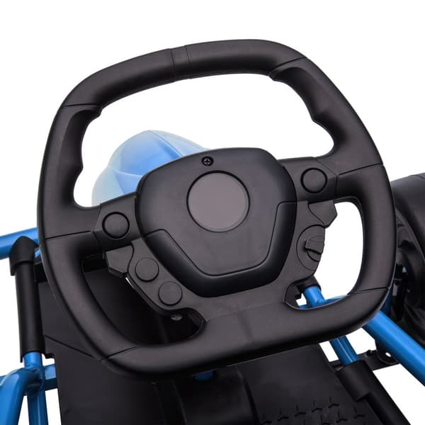 El-gokart för barn 24 V driftkart med långsam start, musik, horn och säkerhetsbälte, barnfordon för 8-12 år barn, blå