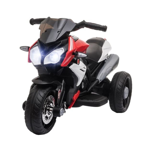 Barnelmotorcykel barnmotorcykel 6V barnfordon elfordon med musik, strålkastare för barn 3-5 år plast metall svart + röd 3km/h
