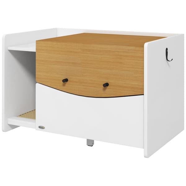 Katteskab til kattetoilet, kattetoiletskab med udtræksskab, affaldsopsamlingsmåtte, kattehus til indendørs, 78 x 50 x 51 cm, eg