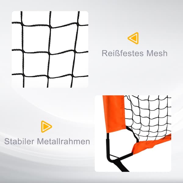 Fotbollsmål, fotbollsnät, set med 2 minimål, hopfällbar, metall, Oxford-tyg, för barn, utomhus, orange, 183 x 90 x 90 cm