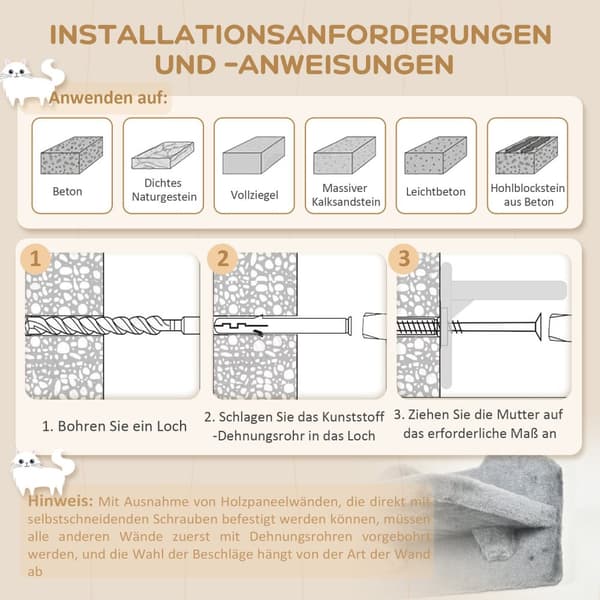 Katteklatrevegg 4 stykker, klatrekatte skrapestolpe med kattetrapp, hengekøye, hoppeplattform, veggskrapestolpe, veggkattemøbler, opptil 5 kg
