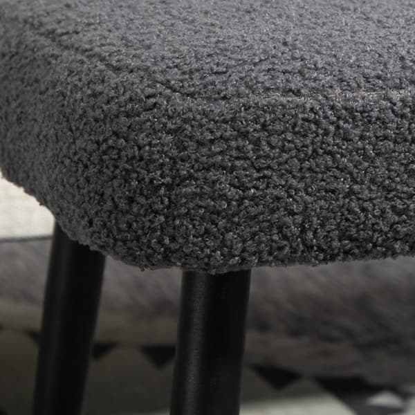 Fodskammel Taburet Firkantet Dressing skammel Fodstøtte med Cashmere Look Stålben til Stue Soveværelse Mørkegrå