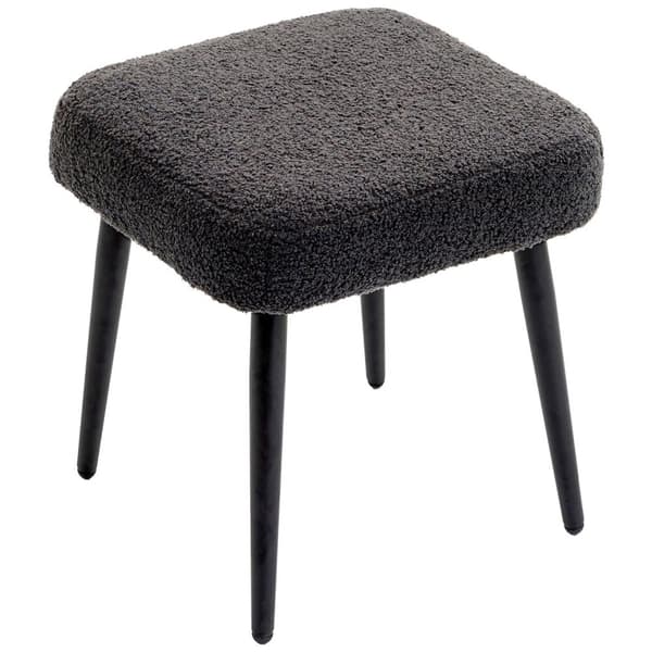 Fodskammel Taburet Firkantet Dressing skammel Fodstøtte med Cashmere Look Stålben til Stue Soveværelse Mørkegrå