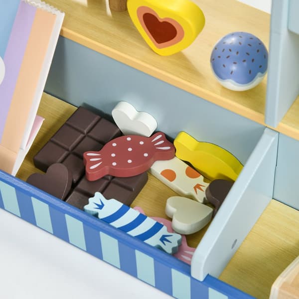 Isbar børnetræ, istrælegetøj til børn med køkkentilbehør, isbutik børnetræ til 2-5 år børn, lyseblå
