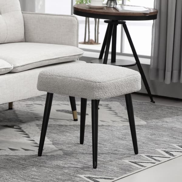 Fotskammel krakk Firkantet dressing krakk Fotstøtte med Cashmere Look Stålben til stue soverom lys grå