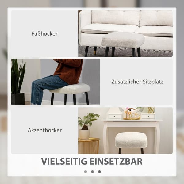 Fotskammel krakk Firkantet dressing krakk Fotstøtte med Cashmere Look Stålben til stue soverom lys grå