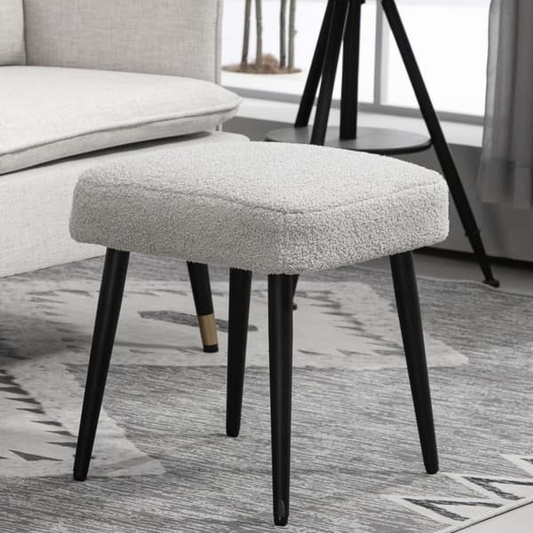 Fotskammel krakk Firkantet dressing krakk Fotstøtte med Cashmere Look Stålben til stue soverom lys grå