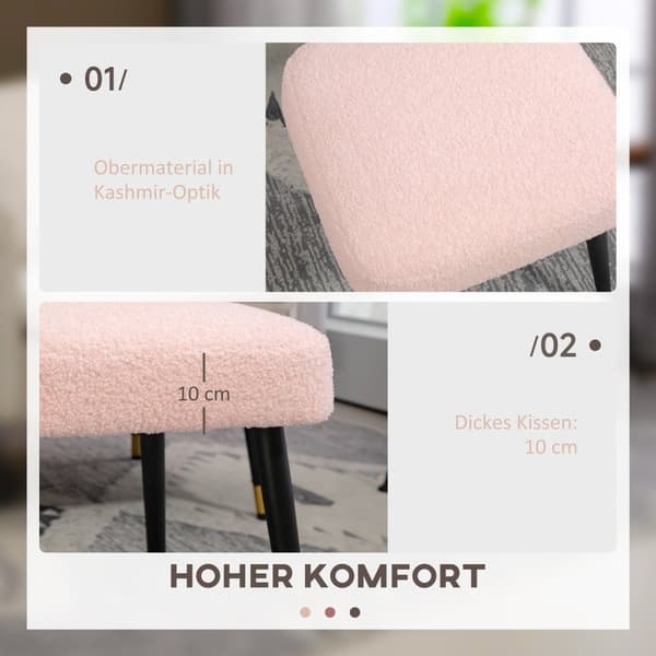 Fodskammel Skammel Firkantet Forbinding Skammel Fodstøtte med Cashmere Look Stålben til Stue Soveværelse Pink