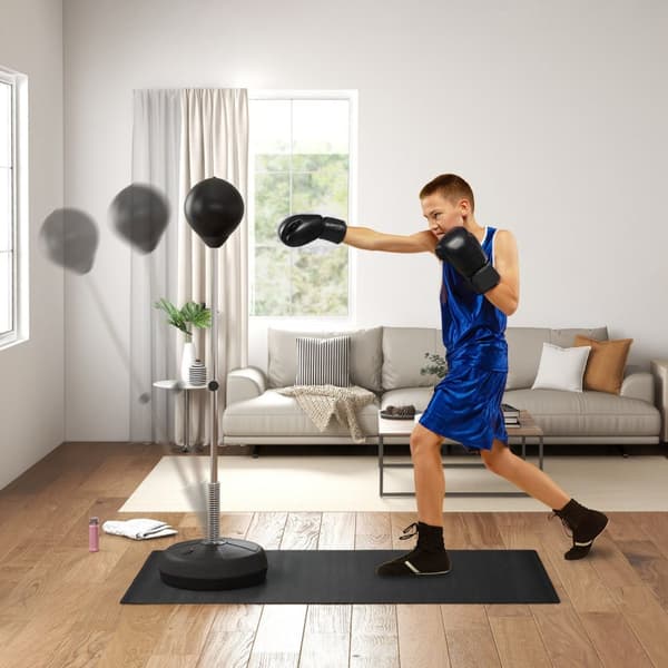 Bokseboldsæt, stående boks træningssæt, 125/131/138/145 cm højdejusterbar, med 1 par handsker, 1 pumpe, til professionelle, begyndere