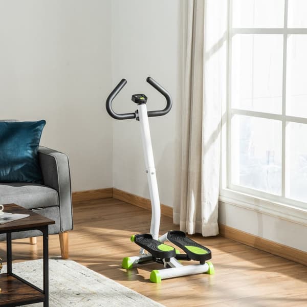 Stepper Fitness Swing Stepper med LCD-skjerm og håndtak Hjemmetrener for hjemmet opptil 100 kg Stål ABS Grønn 55 x 44 x 108 cm